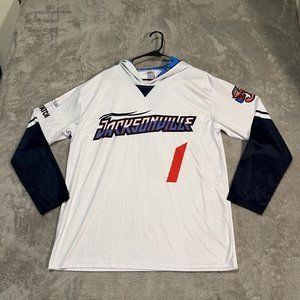 Jacksonville Jumbo Shrimp Men's XL White Pullover Destroyer Rocks Hooded MLib